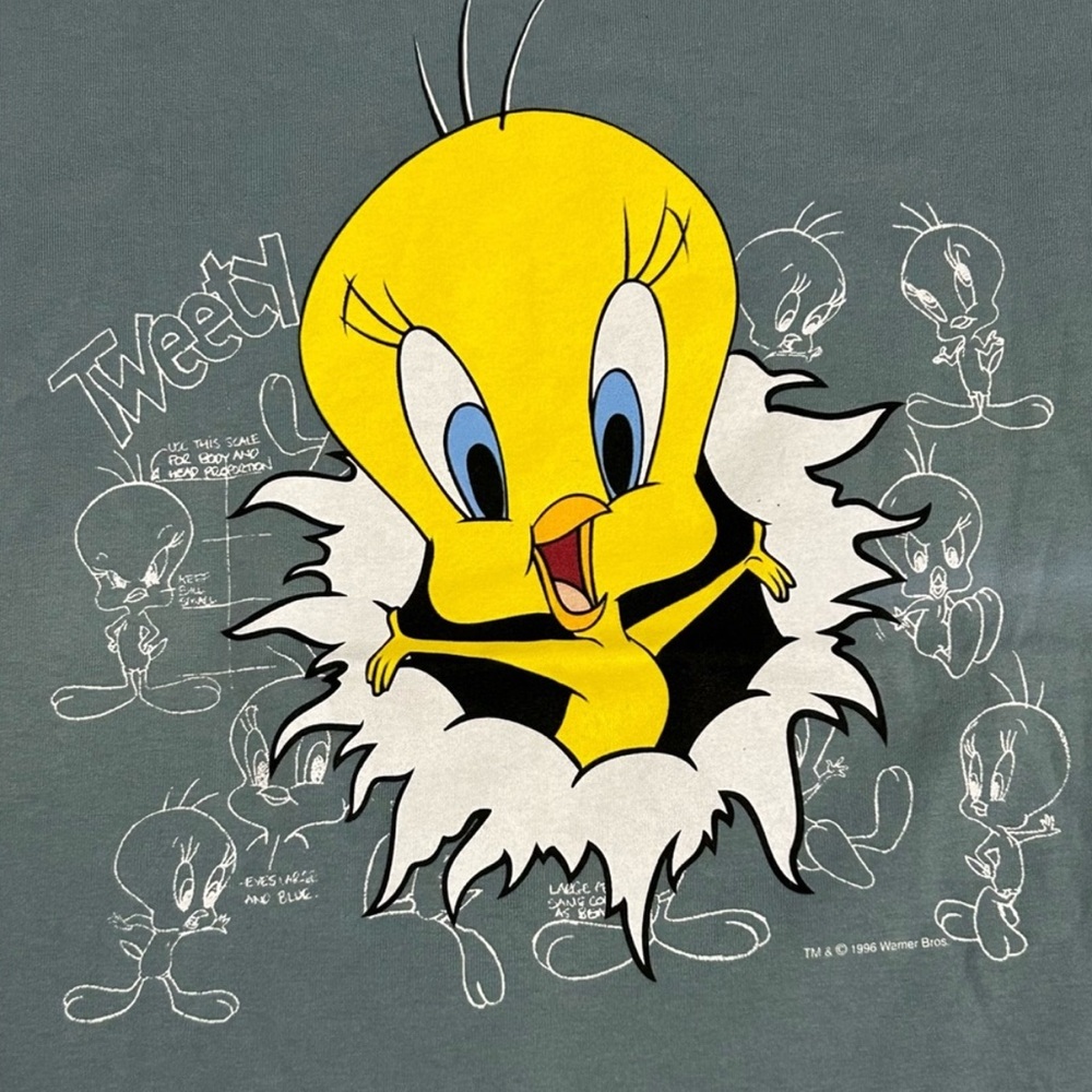 Vintage Warner Bros. Tweety Bird Graphic Tee - Yellow and Gray